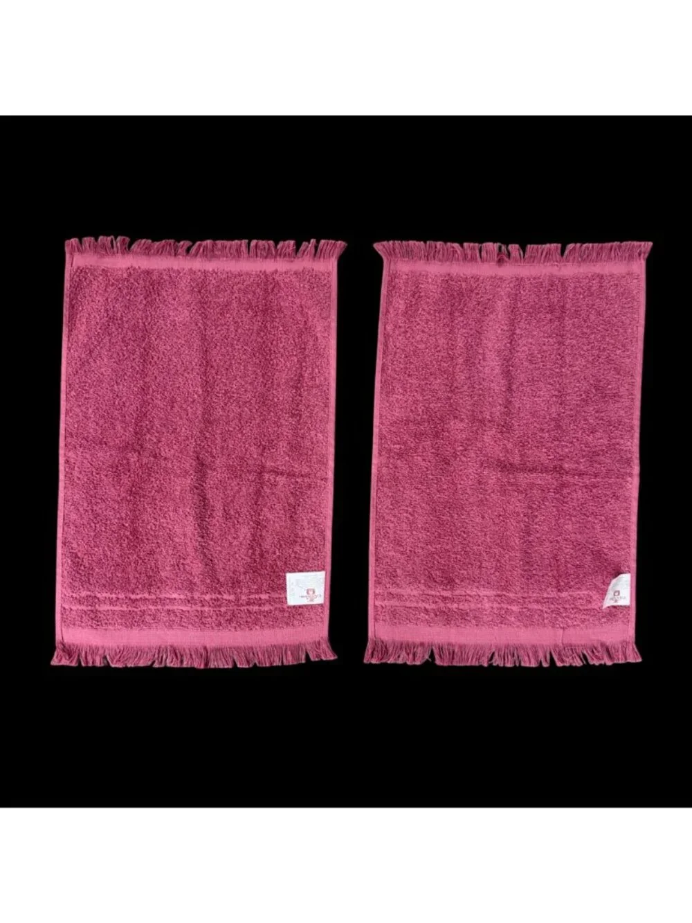 Vintage Pink Hand Towels Dusty Rose Fringe 1980s Cannon USA Set Of 2 Bathroom